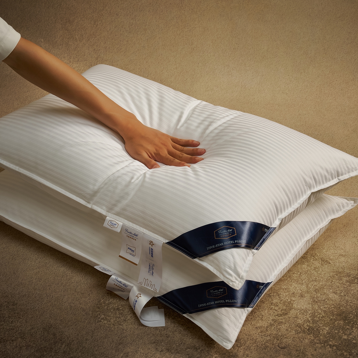 91家纺网 家纺一手货源 找家纺 （总）乐可 2025新款全棉尊享缎条酒店枕枕头枕芯