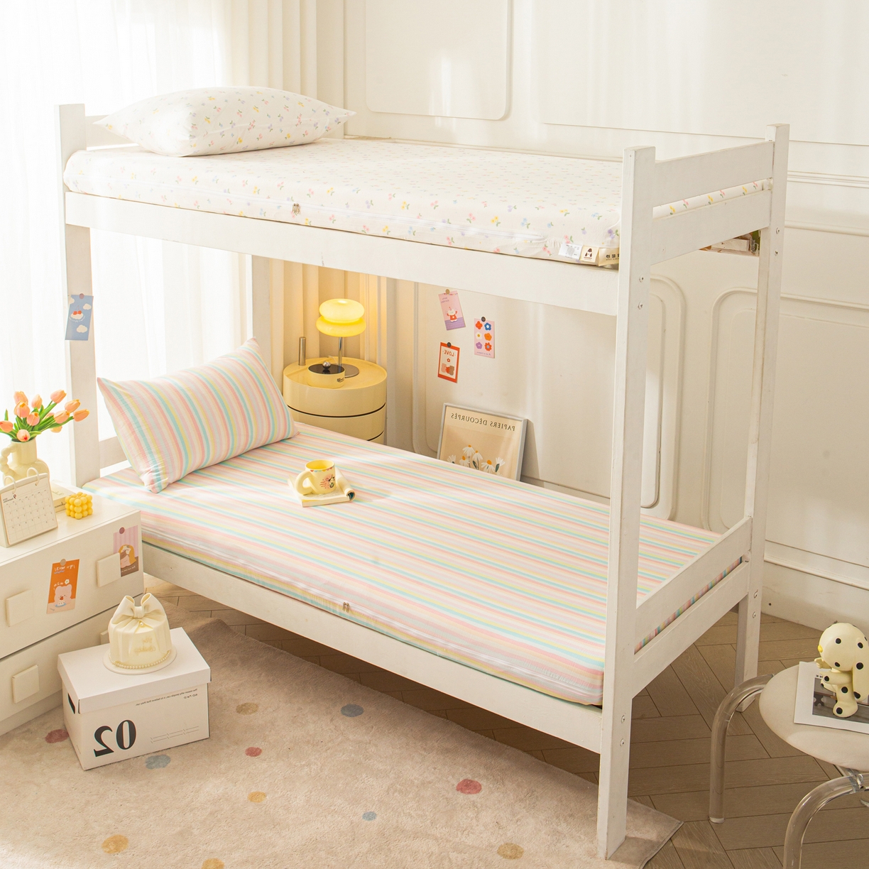 91家纺网 家纺一手货源 找家纺 小叮当家纺仓储工厂店 【长期供货】2025新款双层纱地铺防尘套【支持小批量定制】 S彩虹