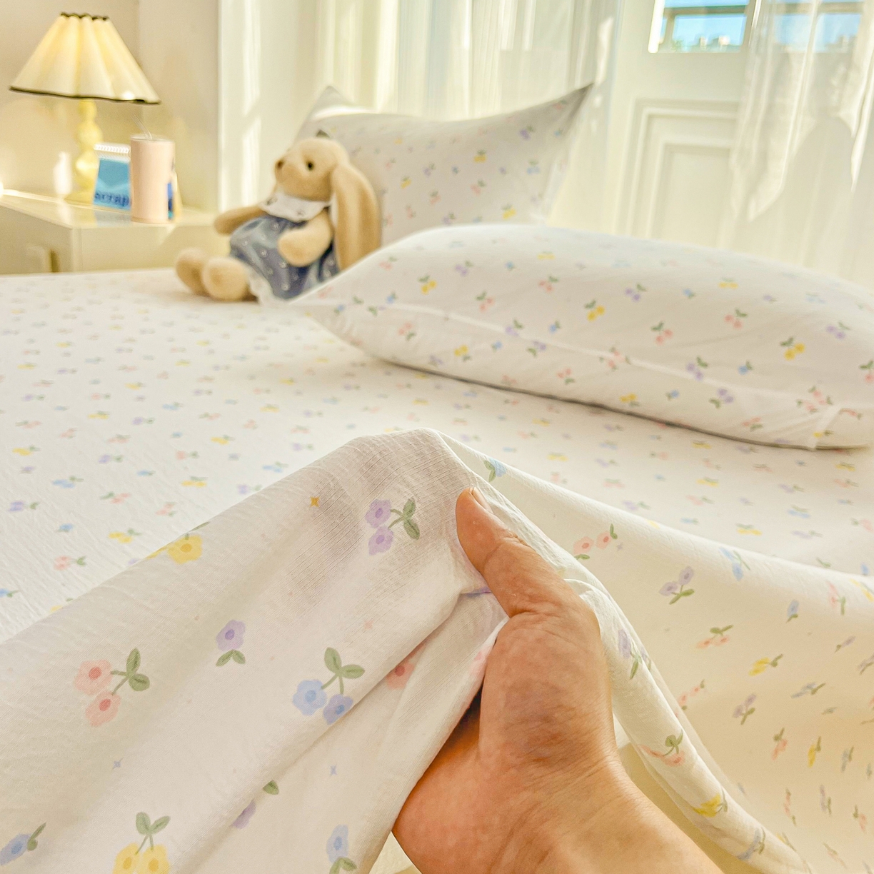 91家纺网 家纺一手货源 找家纺 小叮当家纺仓储工厂店 【长期供货】2025新款双层纱地铺防尘套【支持小批量定制】 S小花