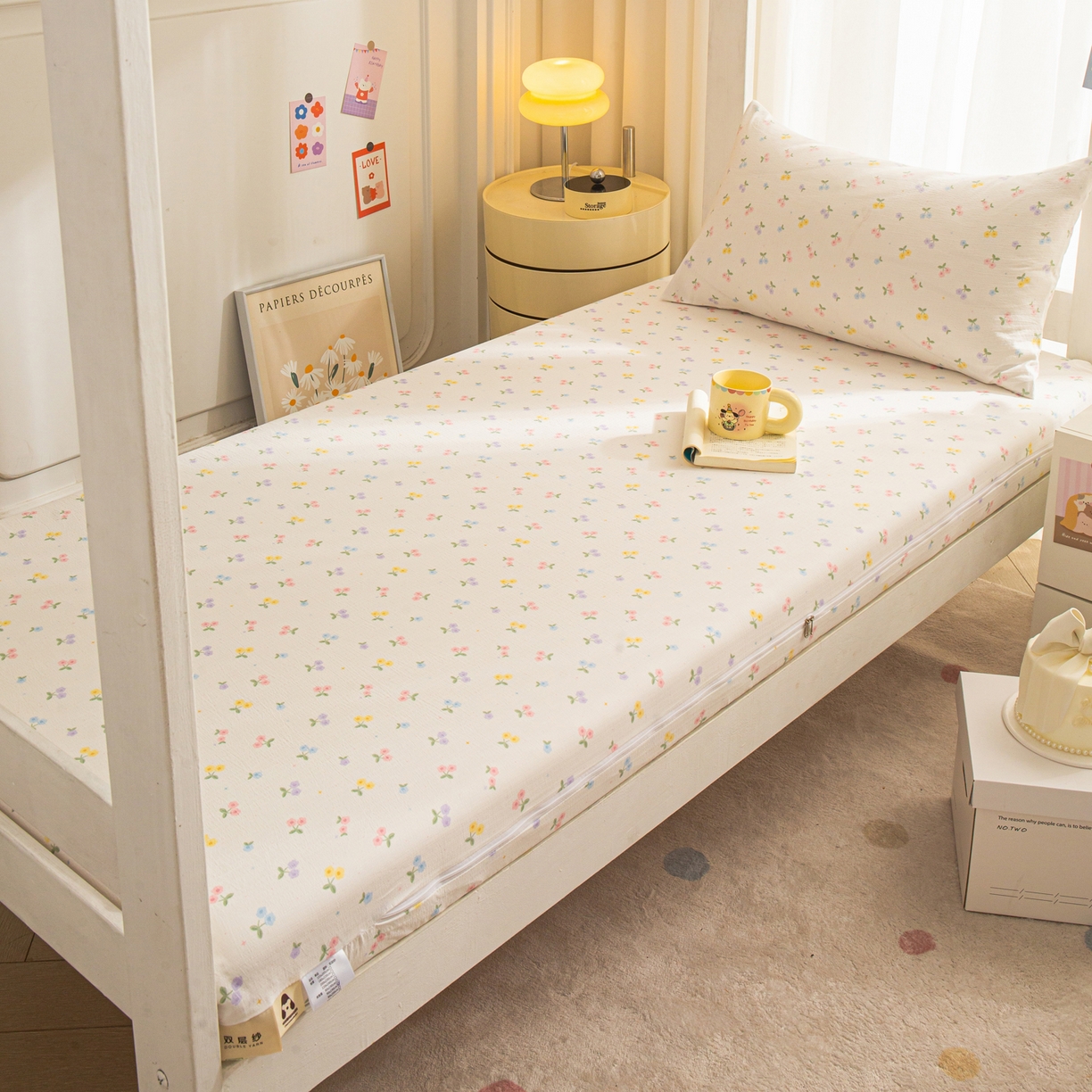 91家纺网 家纺一手货源 找家纺 小叮当家纺仓储工厂店 【长期供货】2025新款双层纱地铺防尘套【支持小批量定制】 S小花