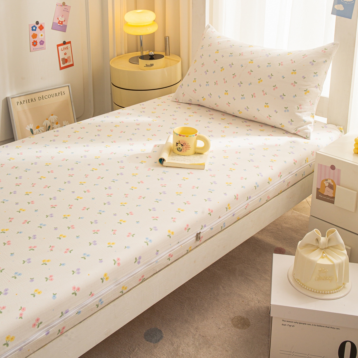 91家纺网 家纺一手货源 找家纺 小叮当家纺仓储工厂店 【长期供货】2025新款双层纱地铺防尘套【支持小批量定制】 S小花