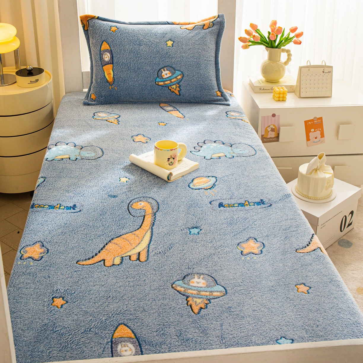 91家纺网 家纺一手货源 找家纺 小叮当家纺仓储工厂店 【长期供货】2025新款雪花绒学生床单床笠单品床笠单件床笠【支持小批量定制】 R太空