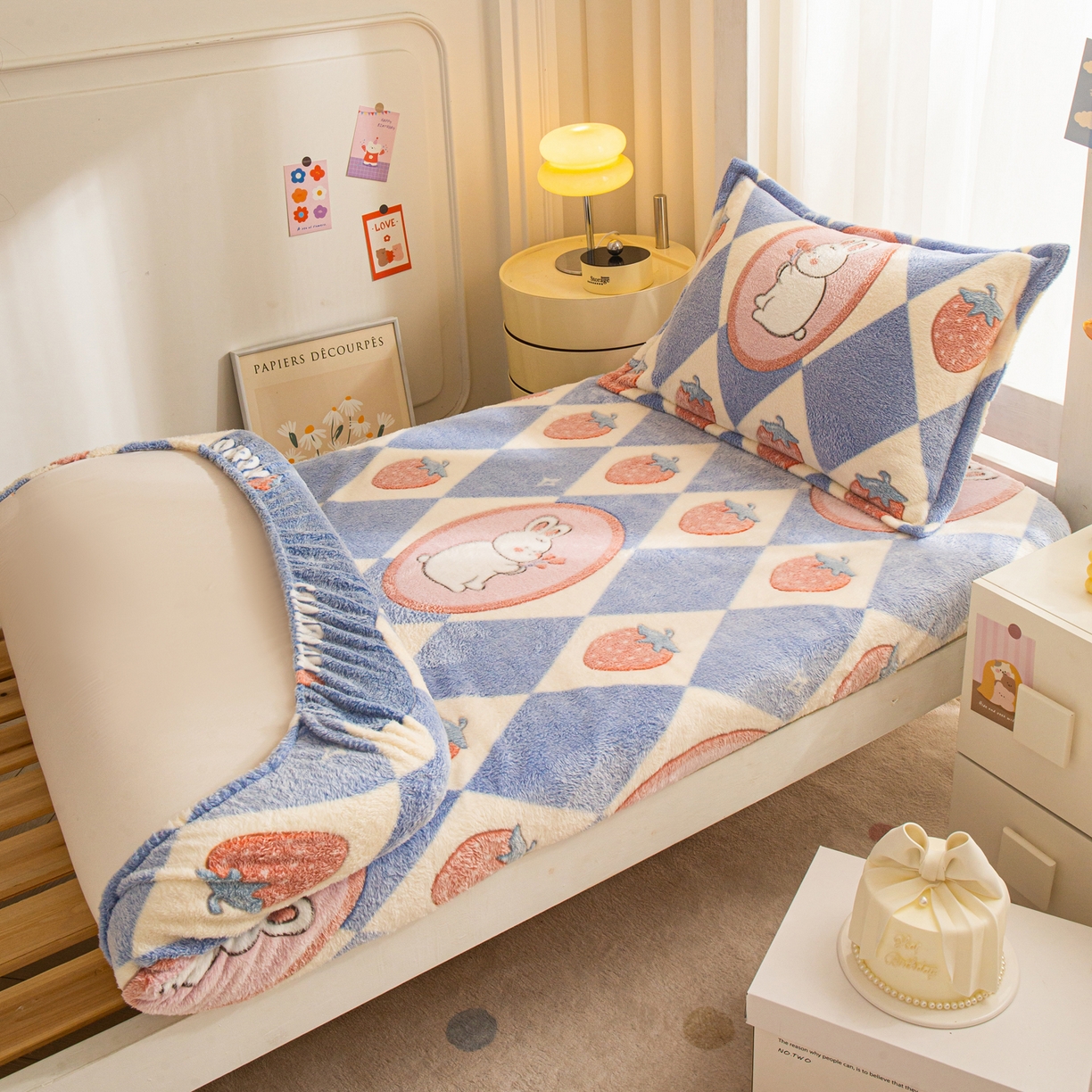 91家纺网 家纺一手货源 找家纺 小叮当家纺仓储工厂店 【长期供货】2025新款雪花绒学生床单床笠单品床笠单件床笠【支持小批量定制】 R兔兔