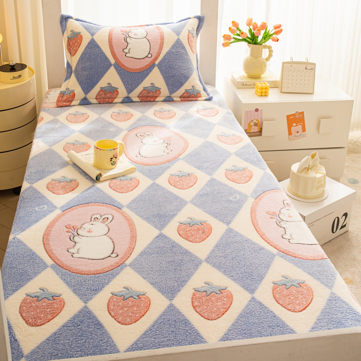 91家纺网 家纺一手货源 找家纺 小叮当家纺仓储工厂店 【长期供货】2025新款雪花绒学生床单床笠单品床笠单件床笠【支持小批量定制】 R兔兔