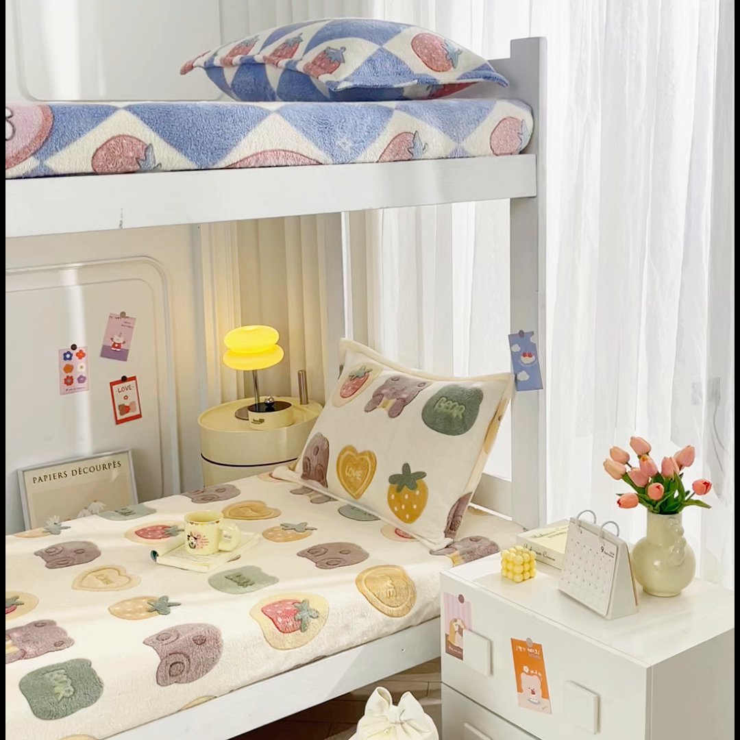 91家纺网 家纺一手货源 找家纺 小叮当家纺仓储工厂店 【长期供货】2025新款雪花绒学生床单床笠单品床笠单件床笠【支持小批量定制】 R小熊