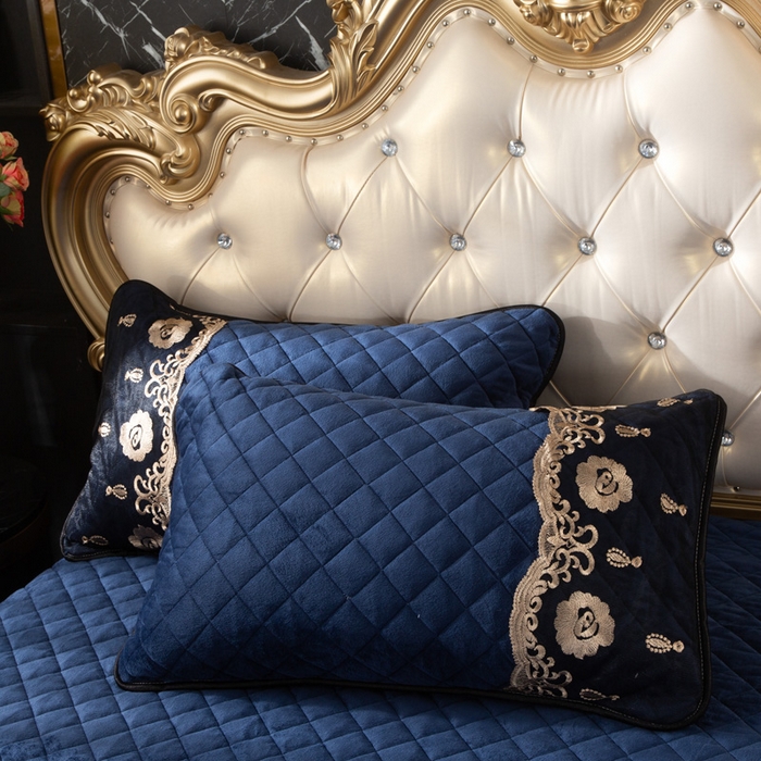 91家纺网 家纺一手货源 找家纺 小叮当家纺仓储工厂店 2025新款水晶绒夹棉床裙四件套 藏青