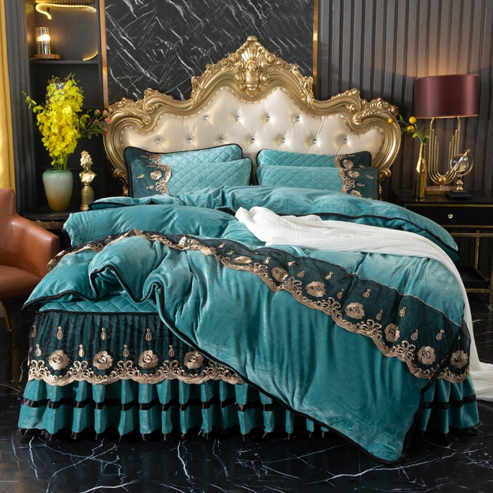 91家纺网 家纺一手货源 找家纺 （总）小叮当家纺仓储工厂店 2025新款水晶绒夹棉床裙四件套