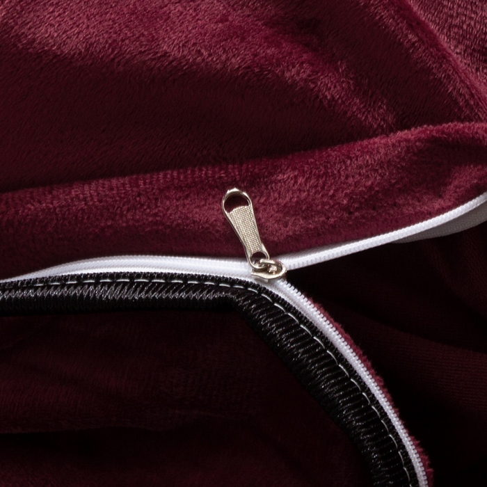 91家纺网 家纺一手货源 找家纺 小叮当家纺仓储工厂店 2025新款水晶绒夹棉床裙四件套 酒红