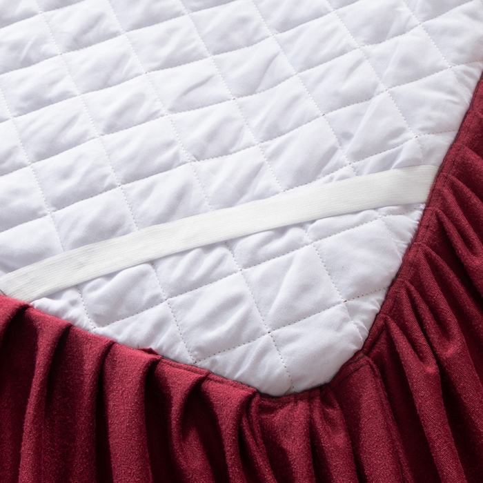 91家纺网 家纺一手货源 找家纺 小叮当家纺仓储工厂店 2025新款水晶绒夹棉床裙四件套 酒红