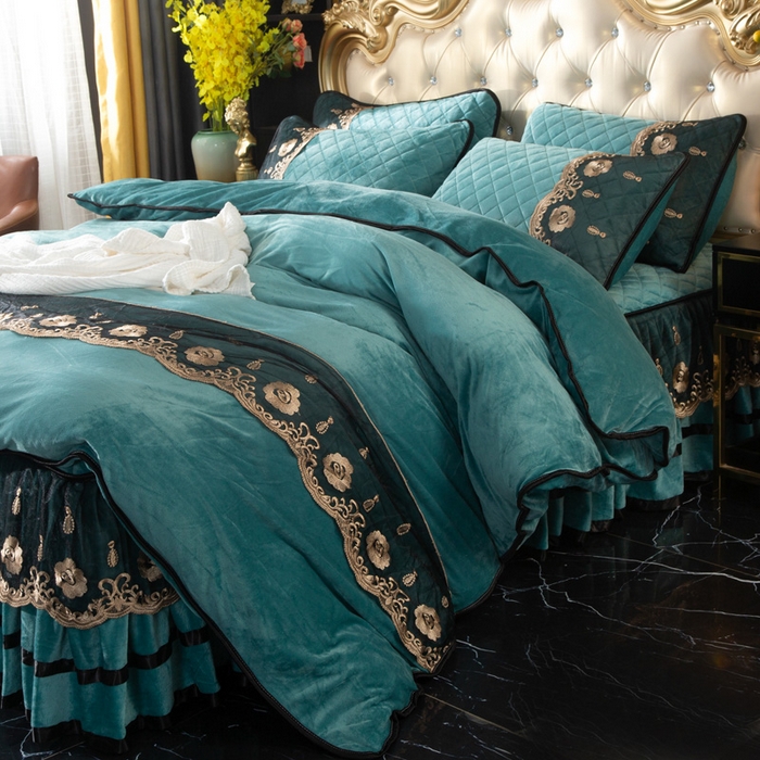 91家纺网 家纺一手货源 找家纺 （总）小叮当家纺仓储工厂店 2025新款水晶绒夹棉床裙四件套