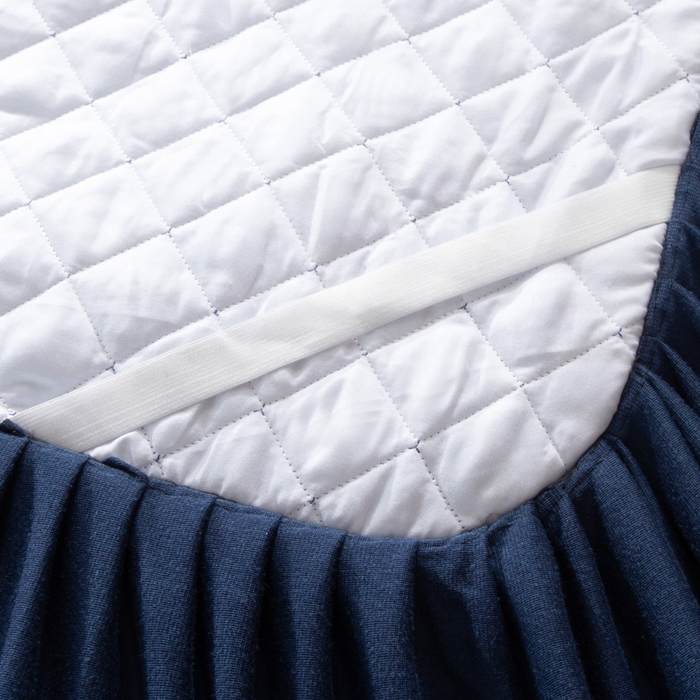 91家纺网 家纺一手货源 找家纺 小叮当家纺仓储工厂店 2025新款水晶绒夹棉床裙四件套 藏青