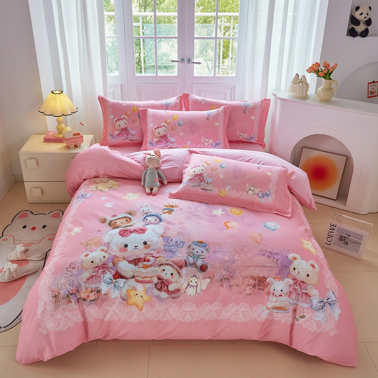 91家纺网 家纺一手货源 找家纺 （总）格里芬家纺 2025新款全棉纯棉加厚油画风大版卡通印花四件套 （控价标准不低于238元）