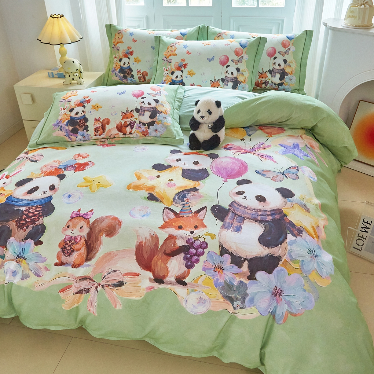 91家纺网 家纺一手货源 找家纺 （总）格里芬家纺 2025新款全棉纯棉加厚油画风大版卡通印花四件套 （控价标准不低于238元）