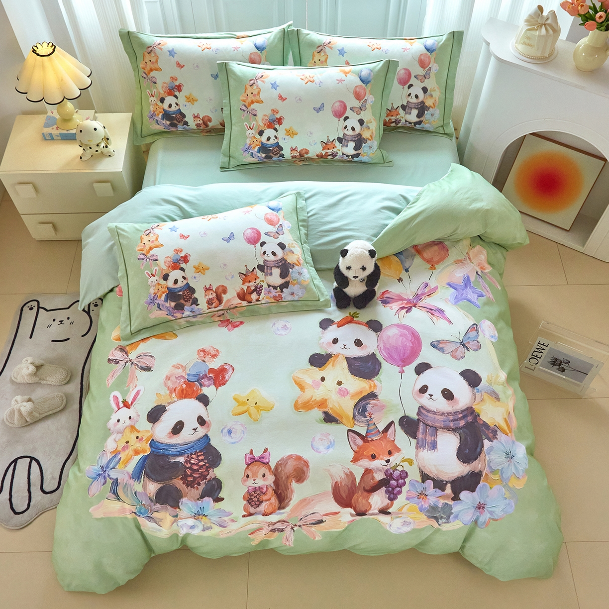 91家纺网 家纺一手货源 找家纺 （总）格里芬家纺 2025新款全棉纯棉加厚油画风大版卡通印花四件套 （控价标准不低于238元）