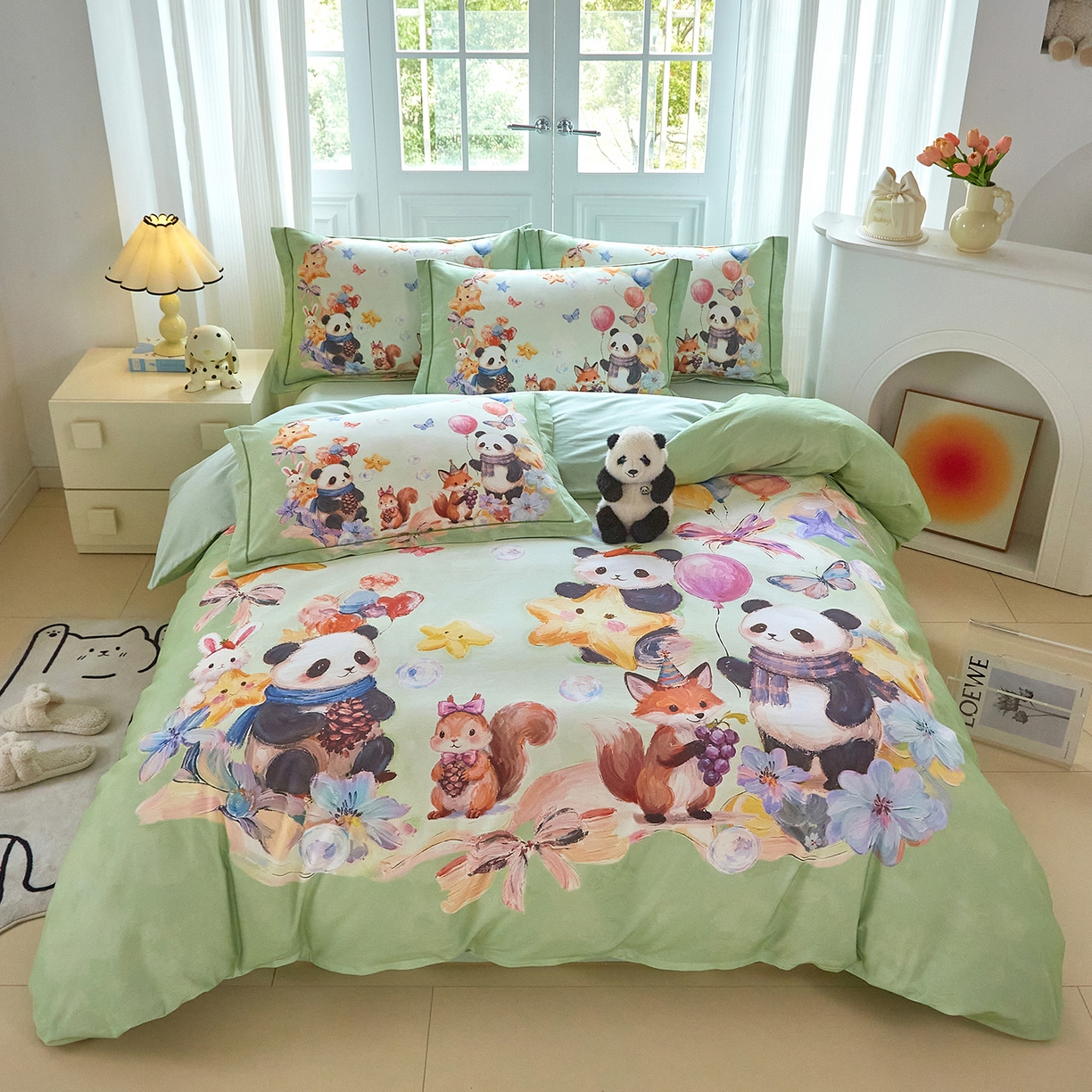 91家纺网 家纺一手货源 找家纺 （总）格里芬家纺 2025新款全棉纯棉加厚油画风大版卡通印花四件套 （控价标准不低于238元）