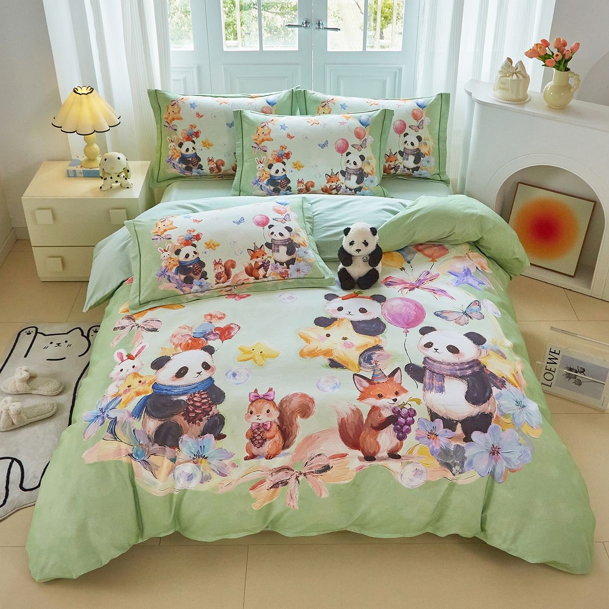 91家纺网 家纺一手货源 找家纺 （总）格里芬家纺 2025新款全棉纯棉加厚油画风大版卡通印花四件套 （控价标准不低于238元）