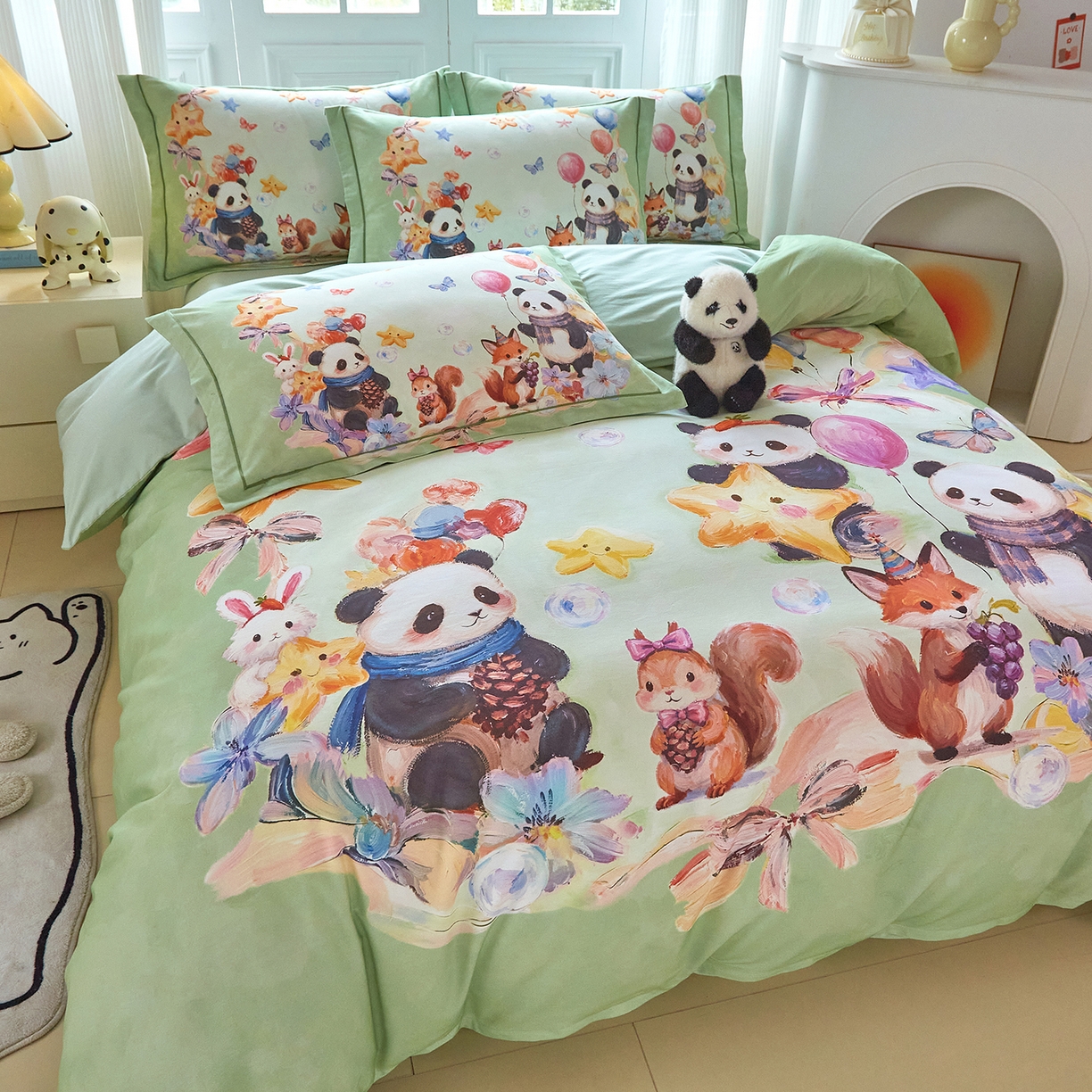 91家纺网 家纺一手货源 找家纺 （总）格里芬家纺 2025新款全棉纯棉加厚油画风大版卡通印花四件套 （控价标准不低于238元）