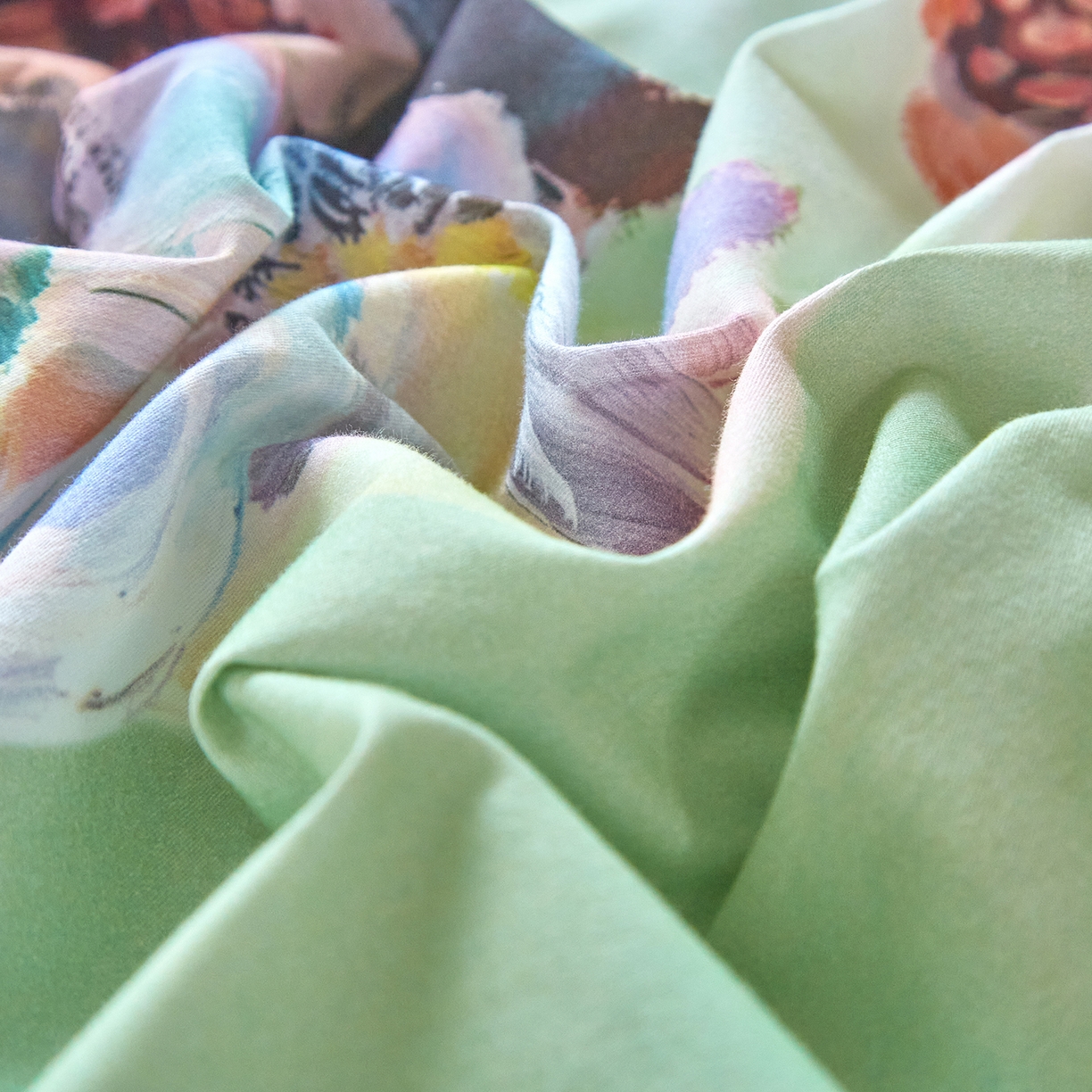 91家纺网 家纺一手货源 找家纺 格里芬家纺 2025新款全棉纯棉加厚油画风大版卡通印花四件套 （控价标准不低于238元） 墨宝妞妞-绿