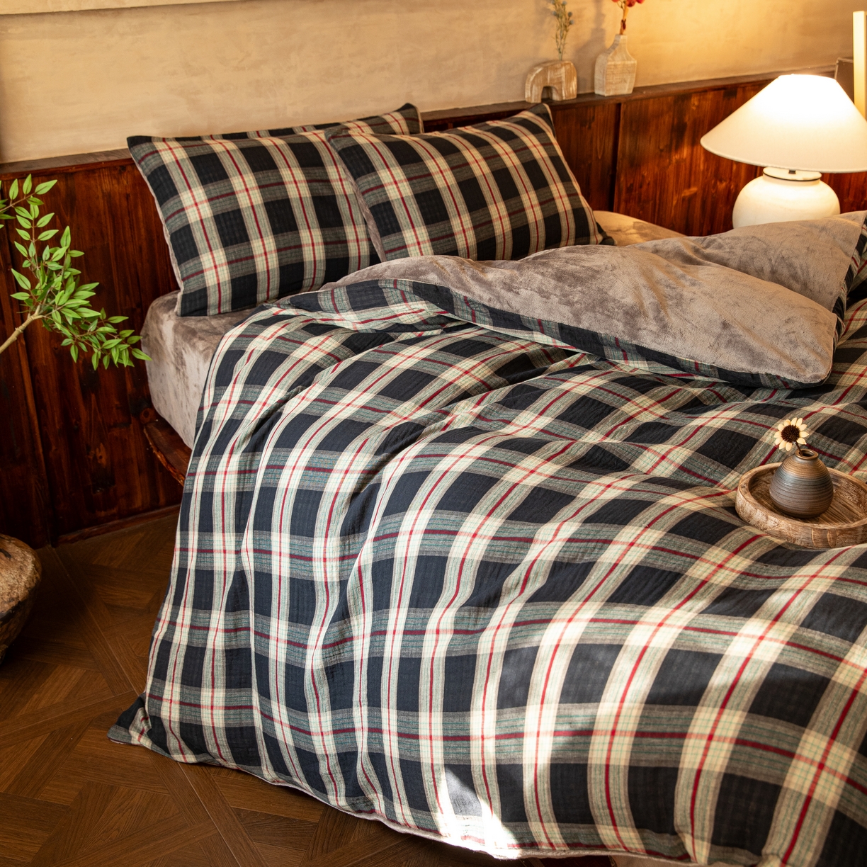 91家纺网 家纺一手货源 找家纺 （总）仰望棉麻双层纱供应链 2025新款棉加绒A版双层纱B版德绒四件套