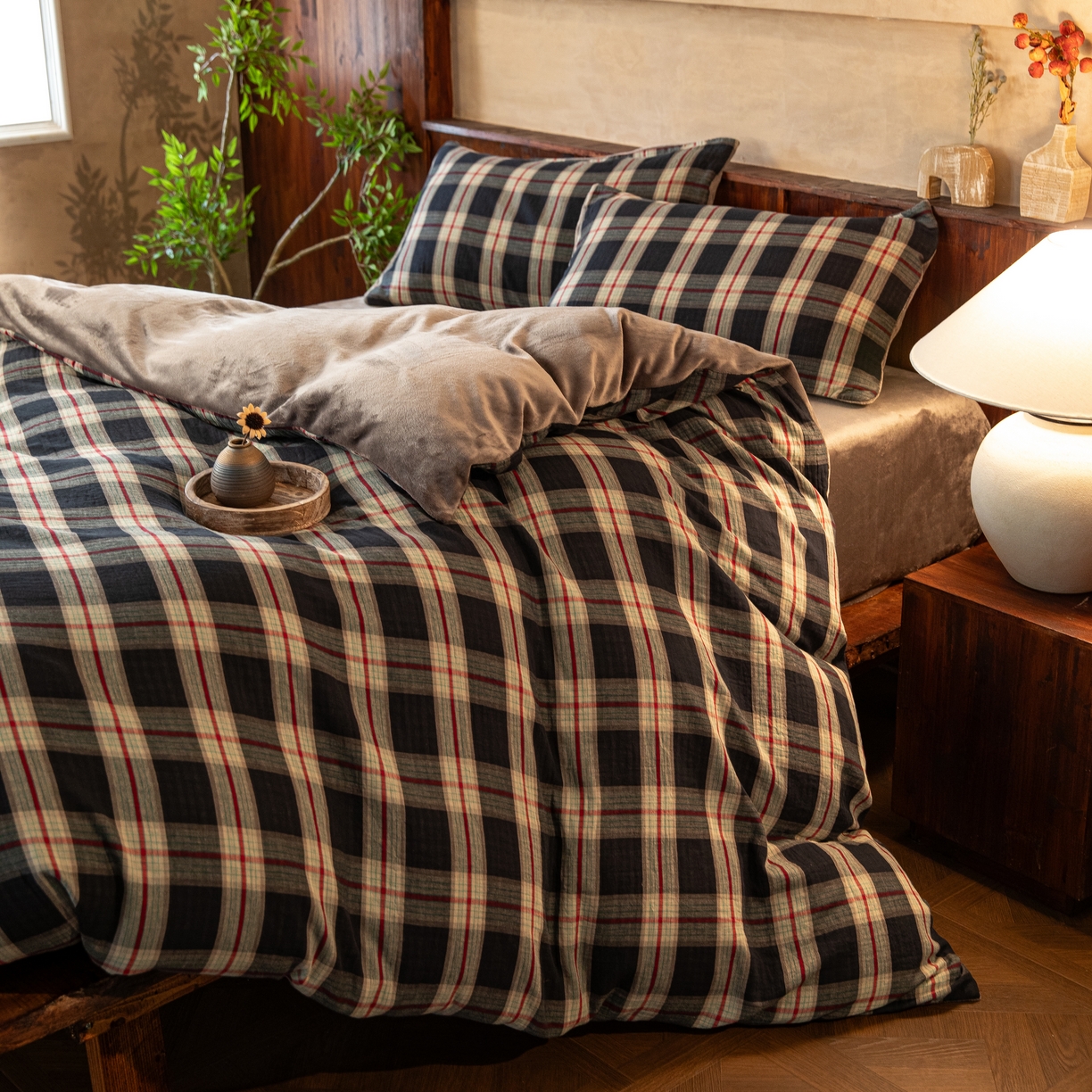 （总）仰望棉麻双层纱供应链 2025新款棉加绒A版双层纱B版德绒四件套