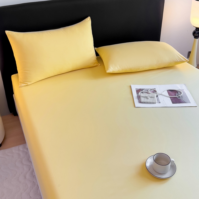 91家纺网 家纺一手货源 找家纺 仟岸家纺 2025新款高克重水洗磨毛单床笠床笠单件 黄色