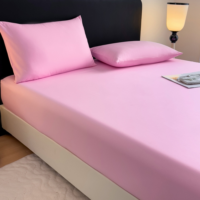 91家纺网 家纺一手货源 找家纺 仟岸家纺 2025新款高克重水洗磨毛单床笠床笠单件 粉色