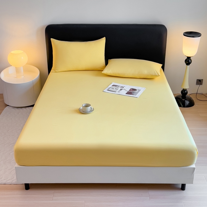 91家纺网 家纺一手货源 找家纺 仟岸家纺 2025新款高克重水洗磨毛单床笠床笠单件 黄色