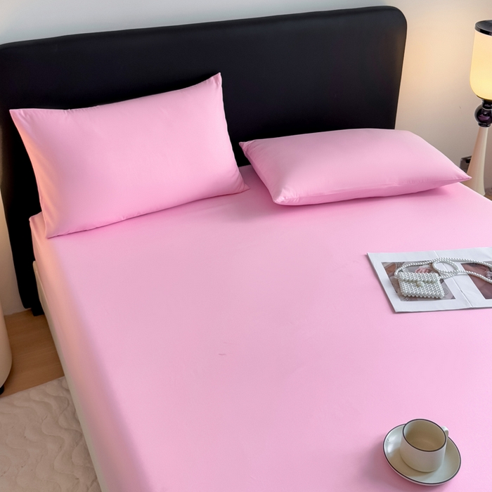 91家纺网 家纺一手货源 找家纺 仟岸家纺 2025新款高克重水洗磨毛单床笠床笠单件 粉色