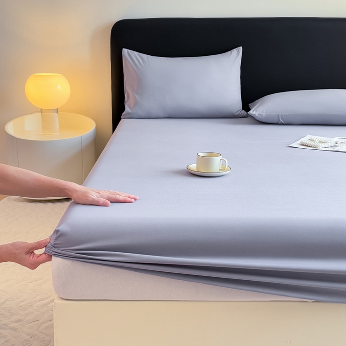 91家纺网 家纺一手货源 找家纺 仟岸家纺 2025新款高克重水洗磨毛单床笠床笠单件 灰色