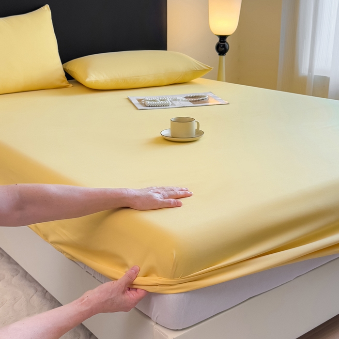 仟岸家纺 2025新款高克重水洗磨毛单床笠床笠单件 黄色