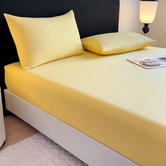 91家纺网 家纺一手货源 找家纺 仟岸家纺 2025新款高克重水洗磨毛单床笠床笠单件 黄色