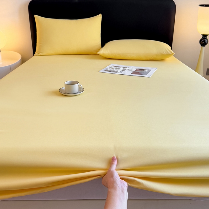 91家纺网 家纺一手货源 找家纺 仟岸家纺 2025新款高克重水洗磨毛单床笠床笠单件 黄色