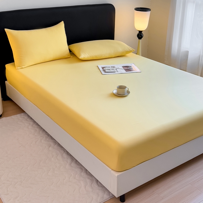 91家纺网 家纺一手货源 找家纺 仟岸家纺 2025新款高克重水洗磨毛单床笠床笠单件 黄色