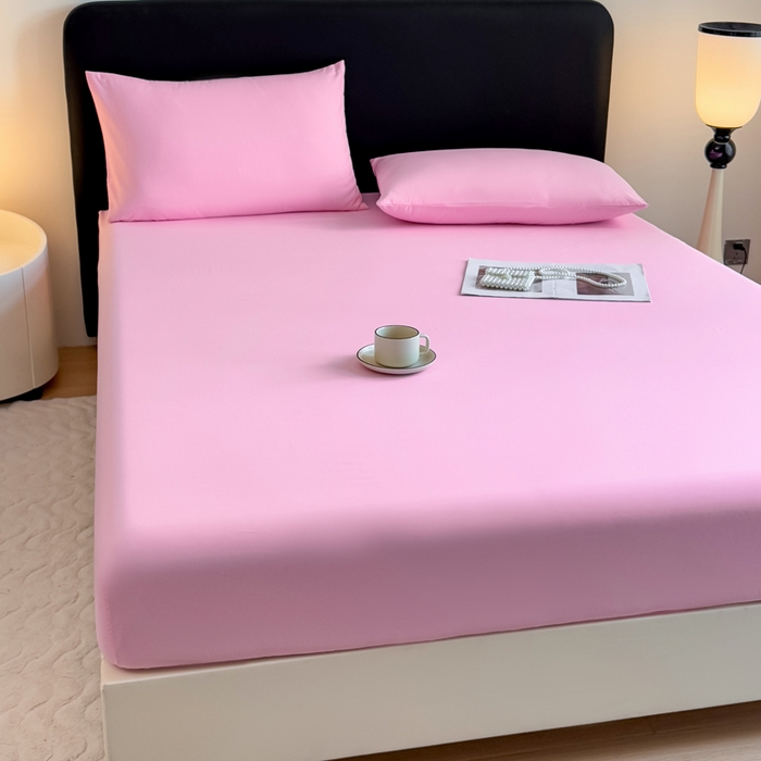 91家纺网 家纺一手货源 找家纺 仟岸家纺 2025新款高克重水洗磨毛单床笠床笠单件 粉色