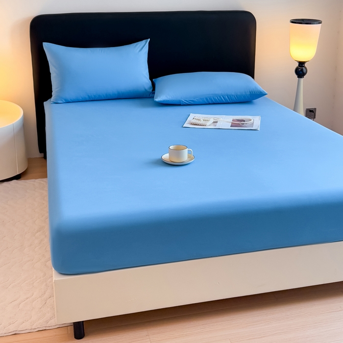 91家纺网 家纺一手货源 找家纺 仟岸家纺 2025新款高克重水洗磨毛单床笠床笠单件 蓝色