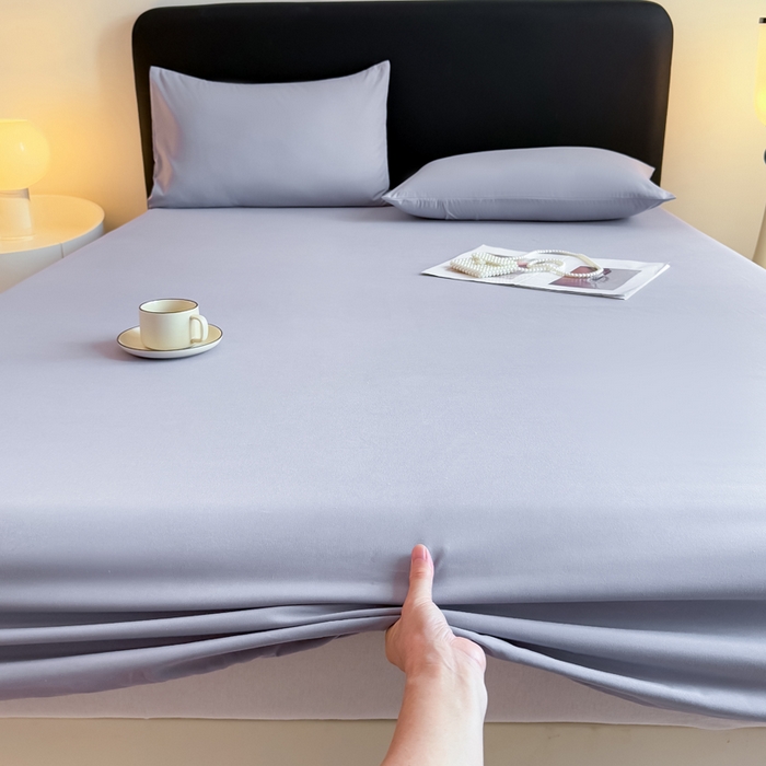 91家纺网 家纺一手货源 找家纺 仟岸家纺 2025新款高克重水洗磨毛单床笠床笠单件 灰色