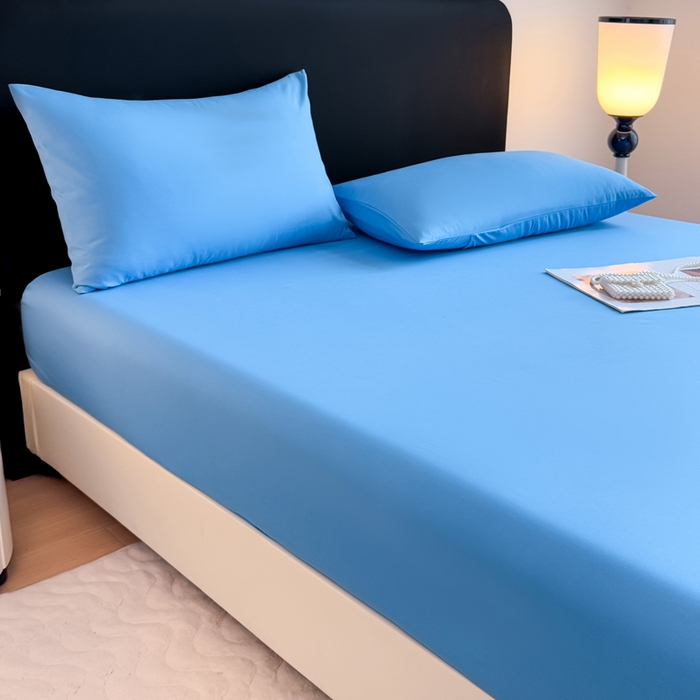 91家纺网 家纺一手货源 找家纺 仟岸家纺 2025新款高克重水洗磨毛单床笠床笠单件 蓝色