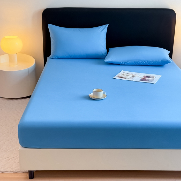 91家纺网 家纺一手货源 找家纺 仟岸家纺 2025新款高克重水洗磨毛单床笠床笠单件 蓝色