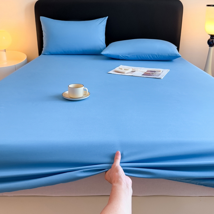 91家纺网 家纺一手货源 找家纺 仟岸家纺 2025新款高克重水洗磨毛单床笠床笠单件 蓝色