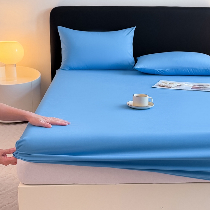 91家纺网 家纺一手货源 找家纺 仟岸家纺 2025新款高克重水洗磨毛单床笠床笠单件 蓝色