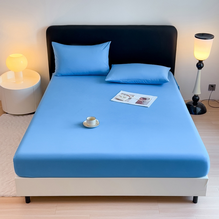 91家纺网 家纺一手货源 找家纺 仟岸家纺 2025新款高克重水洗磨毛单床笠床笠单件 蓝色