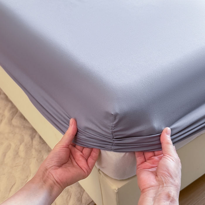 91家纺网 家纺一手货源 找家纺 仟岸家纺 2025新款高克重水洗磨毛单床笠床笠单件 灰色