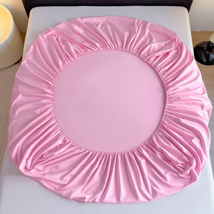 91家纺网 家纺一手货源 找家纺 仟岸家纺 2025新款高克重水洗磨毛单床笠床笠单件 粉色