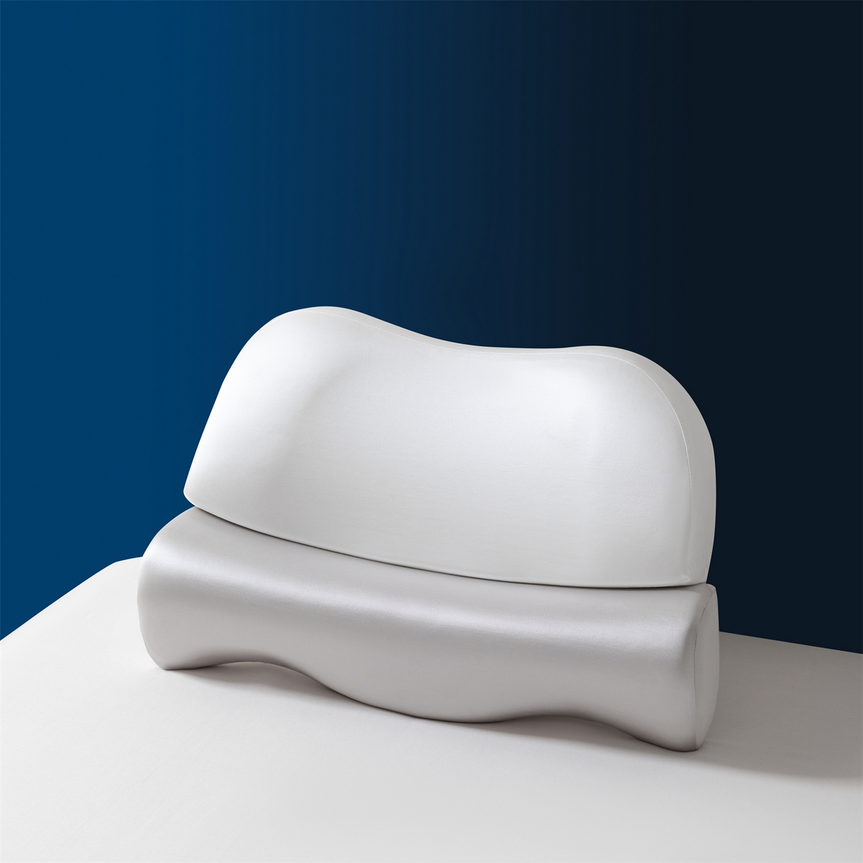 金牛枕芯 2025新款2合1牵引记忆枕芯锦氨透气凉感零压深睡记忆牵引按摩枕芯枕头 白+灰