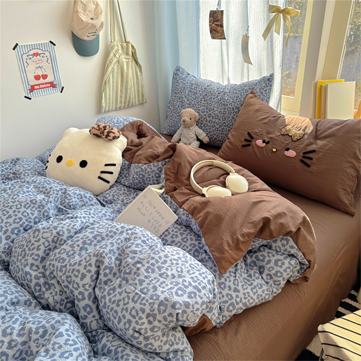 91家纺网 家纺一手货源 找家纺 阿曼达 2026新款超流行的豹纹猫咪毛巾绣水洗四件套-豹纹猫咪 豹纹猫咪-咖