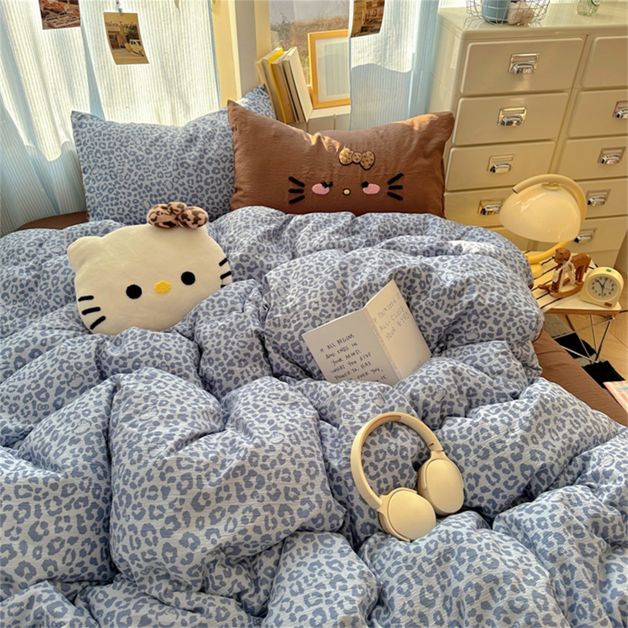 91家纺网 家纺一手货源 找家纺 阿曼达 2026新款超流行的豹纹猫咪毛巾绣水洗四件套-豹纹猫咪 豹纹猫咪-咖