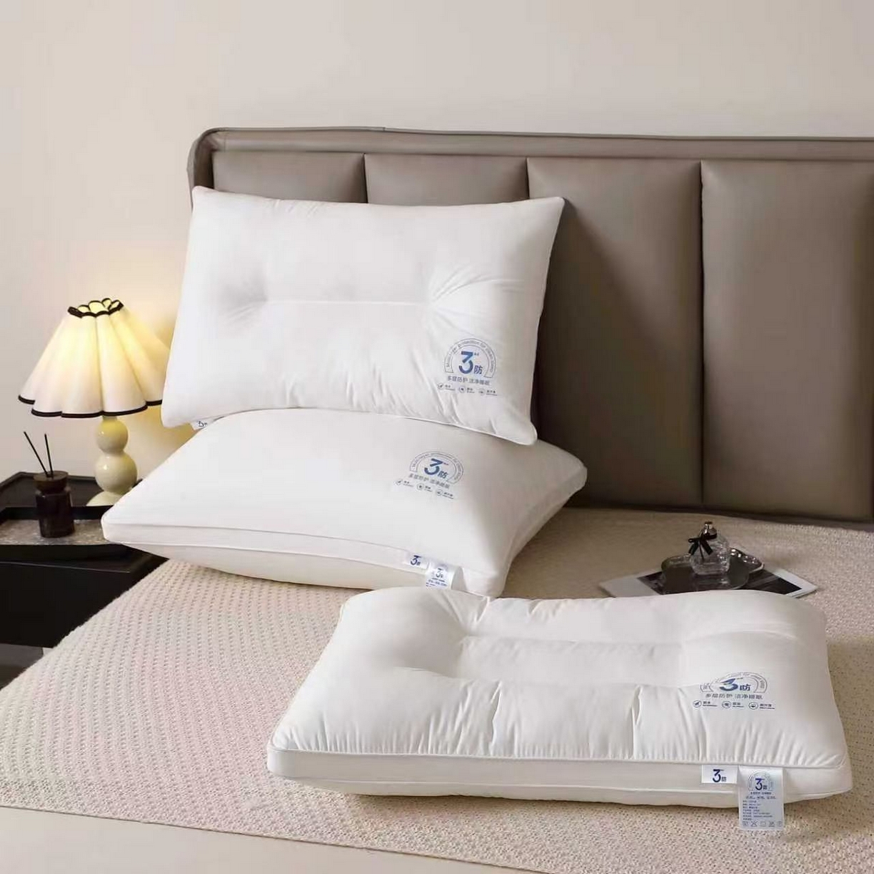 91家纺网 家纺一手货源 找家纺 （总）剑桥枕业 2025新款全棉三防净芯护颈枕头高中低枕芯羽丝棉酒店布草枕头