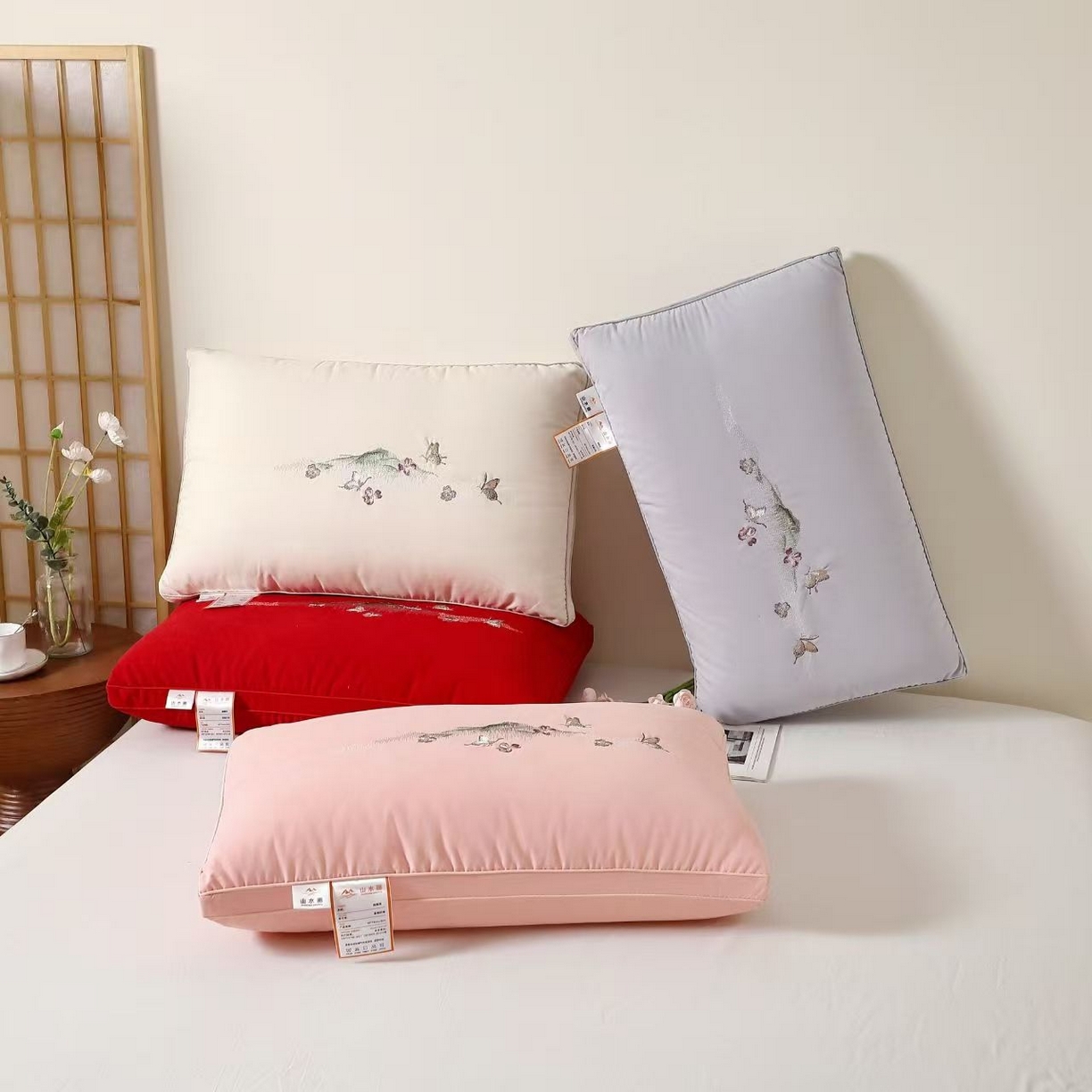 91家纺网 家纺一手货源 找家纺 （总）剑桥枕业 2025新款山水画热熔护颈枕头 高枕 活动跑量促销枕芯