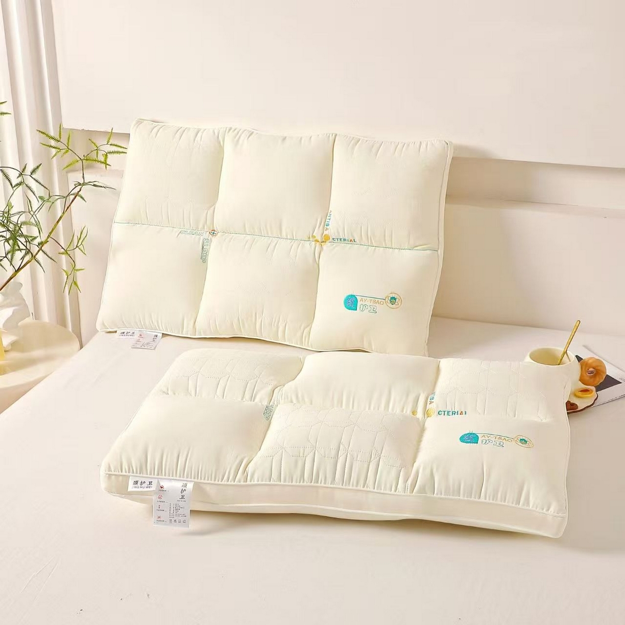 91家纺网 家纺一手货源 找家纺 （总）剑桥枕业 2025新款颈护卫定型魔方护颈枕头 羽丝软矮枕芯