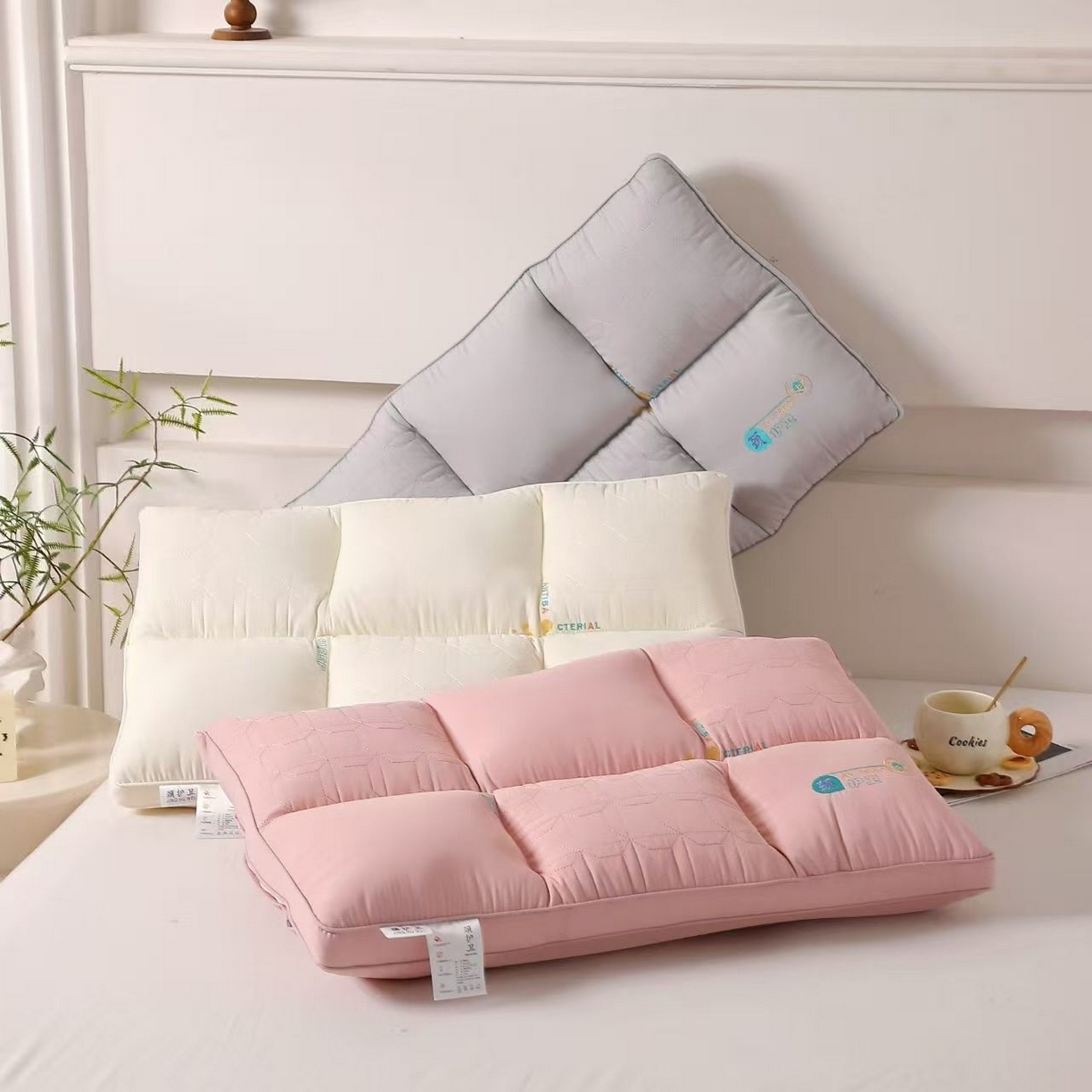 91家纺网 家纺一手货源 找家纺 （总）剑桥枕业 2025新款颈护卫定型魔方护颈枕头 羽丝软矮枕芯